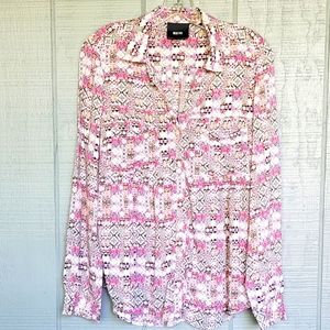 Anthropologie Maeve Pink printed Long Sleeve shirt. Size S